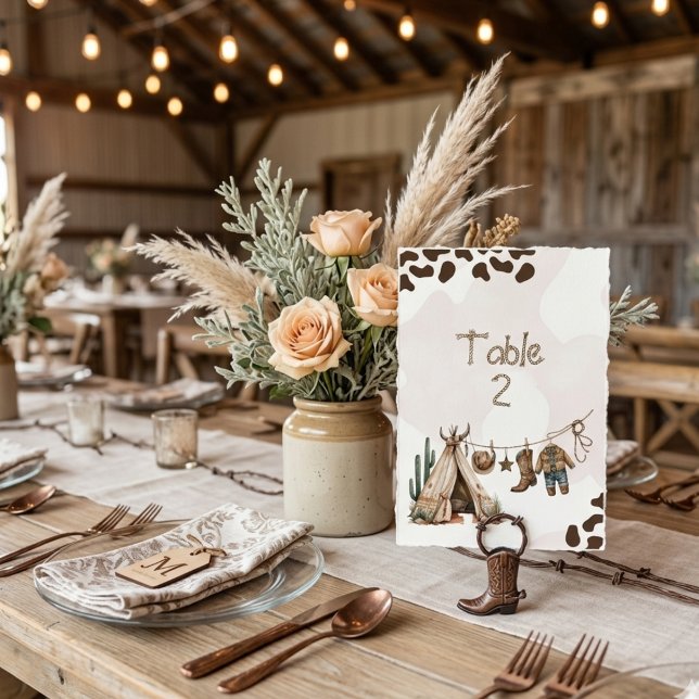 Cowboy rustic howdy västlig akvarell baby shower bordsnummer (Skapare uppladdad)