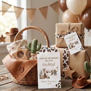 Cowboy rustic modern western öken baby shower presentetikett