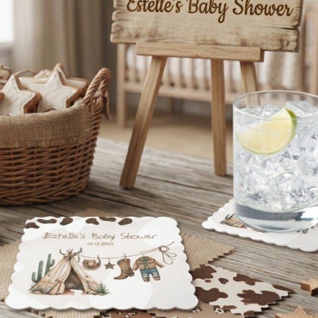 Cowboy rustic modern western öken baby shower underlägg papper (Skapare uppladdad)