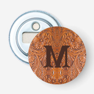 Cowboy Rustic western landsbyggsbröllop monogram Flasköppnare