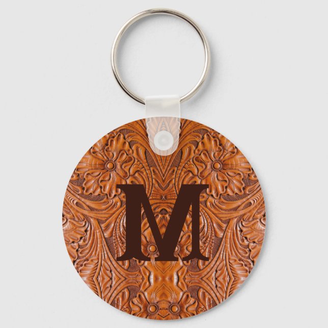Cowboy Rustic western landsbyggsbröllop monogram Nyckelring (Framsida)