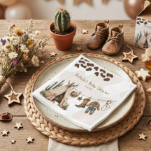 Cowboy rustic western öken akvarell baby shower