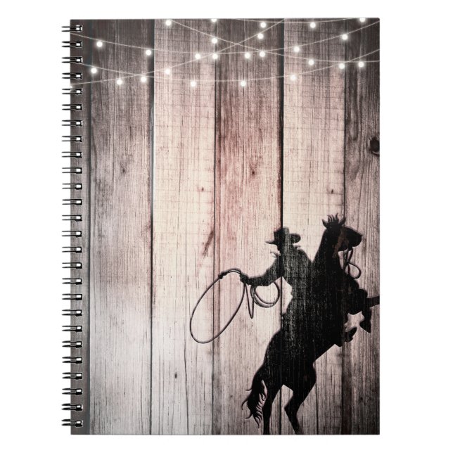 Cowboy Rustic Wood Barn Land Vilda western Anteckningsbok Med Spiral (Framsidan)