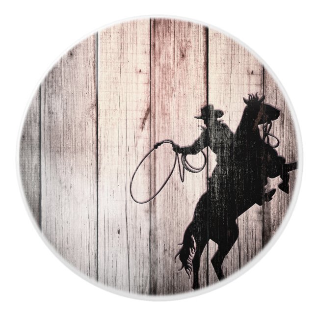 Cowboy Rustik Trä Lada Landet Vilda Västern Knopp (Framsidan)