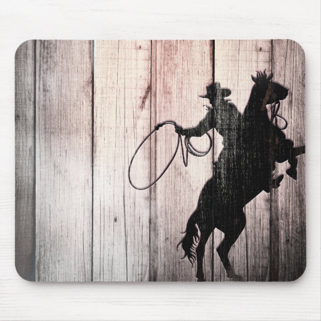 Cowboy Rustik Trä Lada Landet Vilda Västern Musmatta (Framsidan)