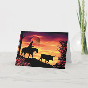 Cowboy Samlare Longhorn Steer Kort