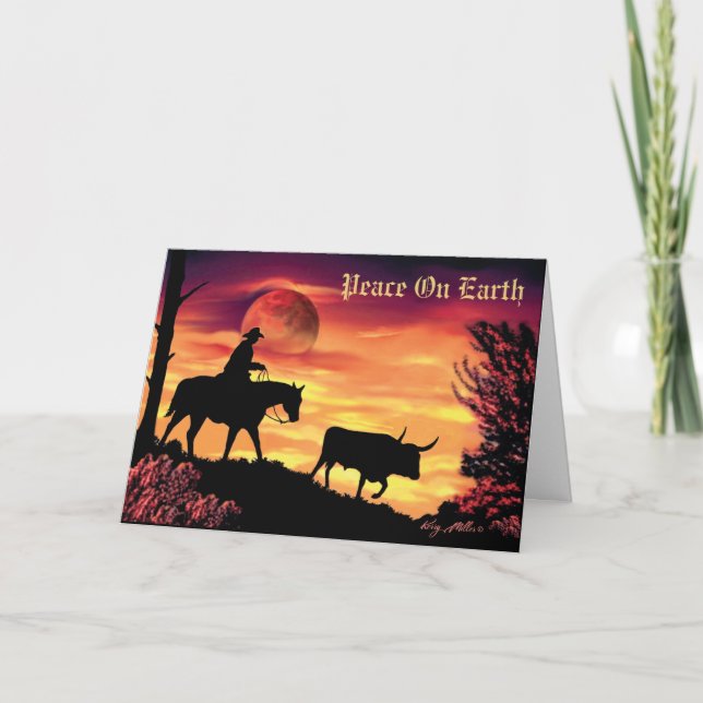 Cowboy Samlare Longhorn Steer Kort (Framsida)