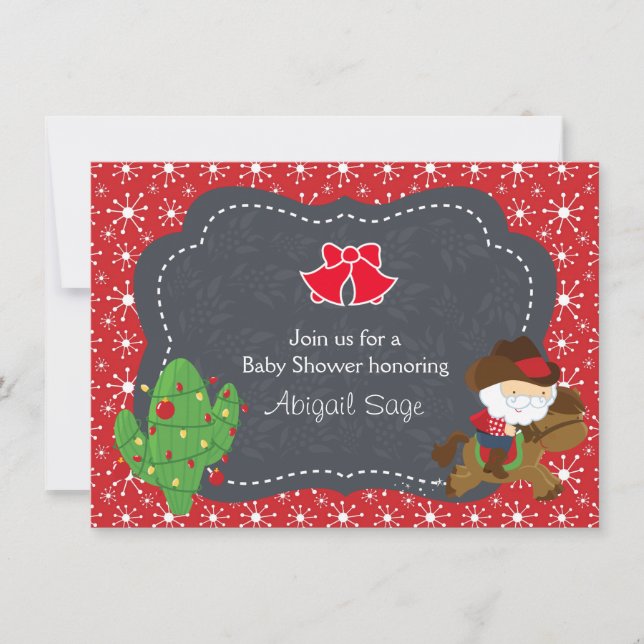 Cowboy Santa and Horse Helgdag Baby Shower Inbjuda Inbjudningar (Framsida)