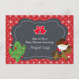 Cowboy Santa and Horse Helgdag Baby Shower Inbjuda Inbjudningar