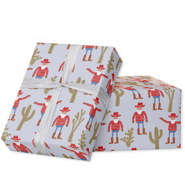 Cowboy Santa Claus Blue Christmas Presentpapper