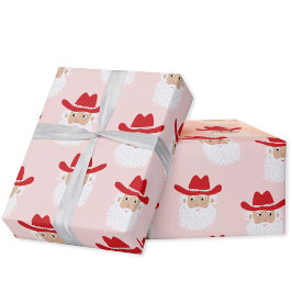 Cowboy Santa Claus Christmas Pink Presentpapper