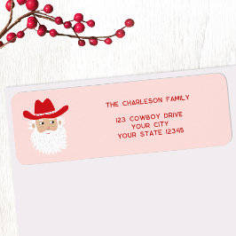Cowboy Santa Claus Christmas Pink Return Address Returadress Etikett