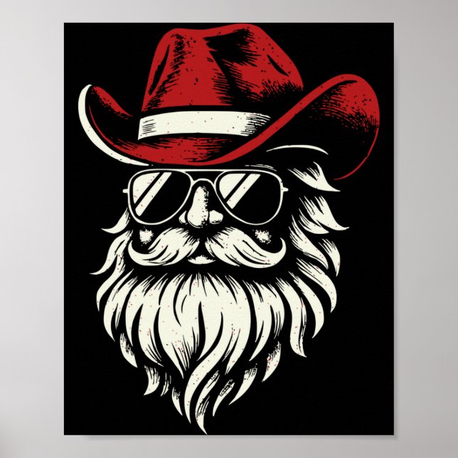 Cowboy Santa Claus Christmas Vintage Long Sleeve  Poster (Framsidan)