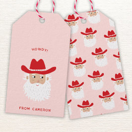 Cowboy Santa Claus Fun Western Holiday Presentetikett