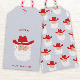 Cowboy Santa Claus Fun Western Holiday Presentetikett