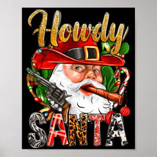 Cowboy Santa Claus Howdy jul västern country Poster