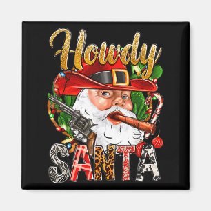 Cowboy Santa Claus Howdy jul western landsbygd Magnet