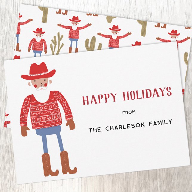 Cowboy Santa Claus jul Julkort (Fun Cowboy Santa Claus Western Christmas Holiday card with custom text)