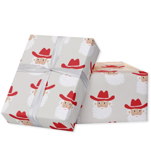 Cowboy Santa Claus jul Presentpapper (Fun Cowboy Santa Claus Western Christmas Holiday gift wrapping paper)