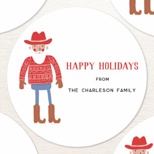 Cowboy Santa Claus jul Runt Klistermärke
