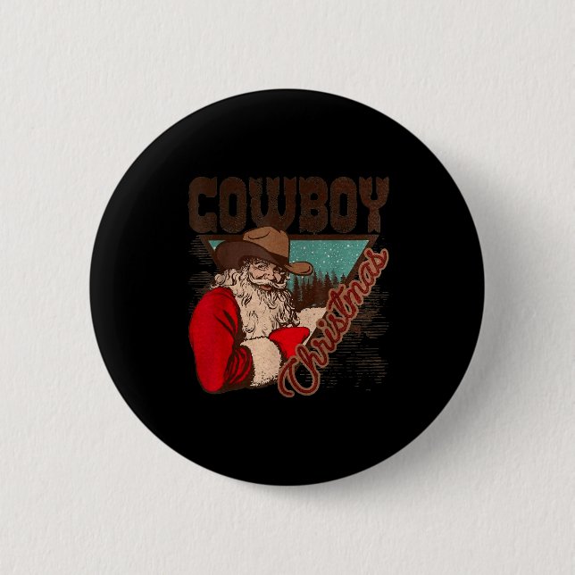 Cowboy Santa Claus Merry Christmas Western Country Knapp (Framsida)