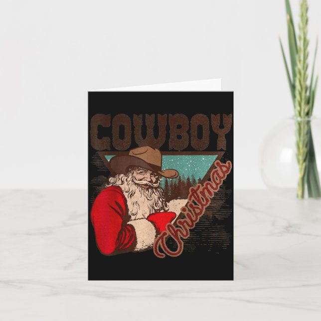 Cowboy Santa Claus Merry Christmas Western Country Kort (Framsida)