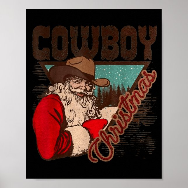 Cowboy Santa Claus Merry Christmas Western Country Poster (Framsidan)
