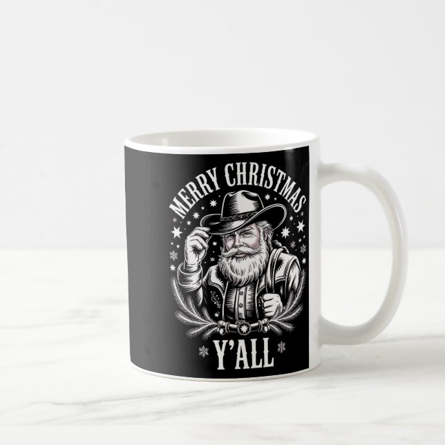 Cowboy Santa Claus Merry Christmas Y'all Western C Kaffemugg (Höger)