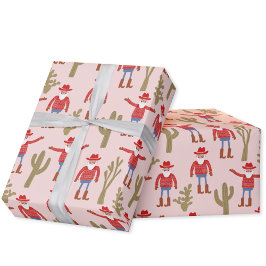 Cowboy Santa Claus Pink Christmas Presentpapper