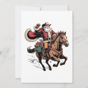 Cowboy Santa Claus ridande en häst jul Inbjudningar