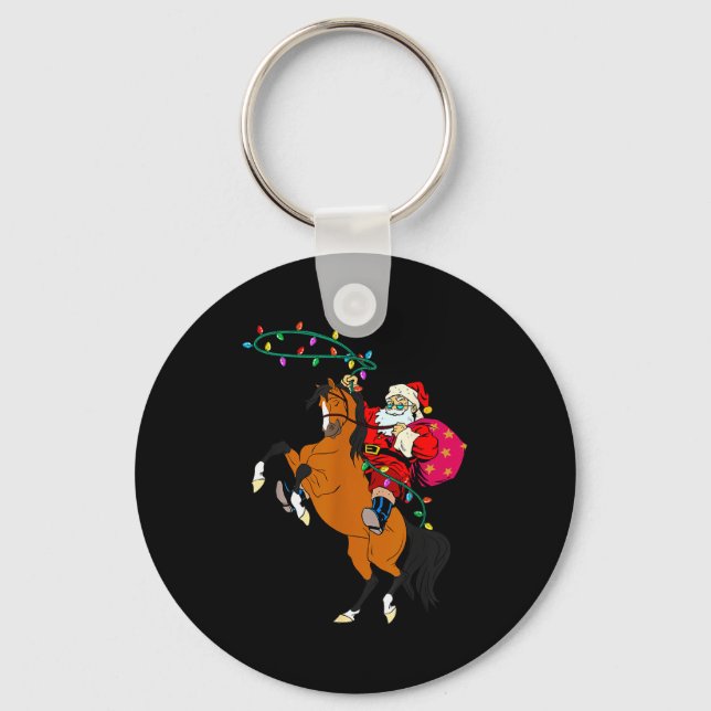Cowboy Santa Claus Riding A Horse Christmas Cowboy Nyckelring (Framsida)