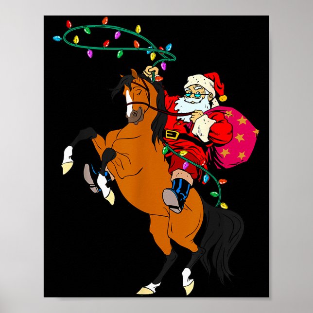 Cowboy Santa Claus Riding A Horse Christmas Cowboy Poster (Framsidan)