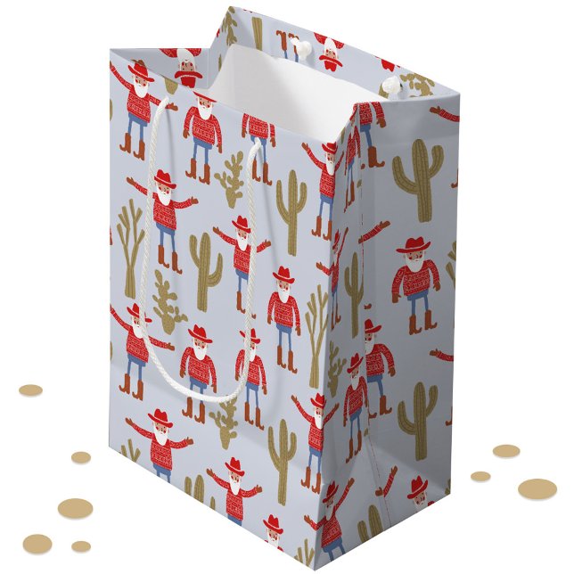 Cowboy Santa Claus Western Christmas Blue (Fun Cowboy Santa Claus Western Christmas gift bag)