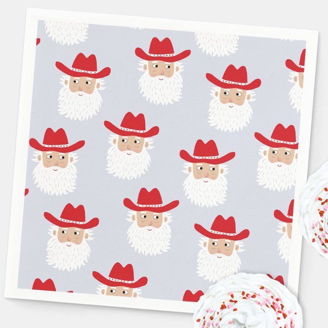 Cowboy Santa Claus Western Christmas Pappersservett (Fun Cowboy Santa Claus Western Holidays Christmas party paper napkin)