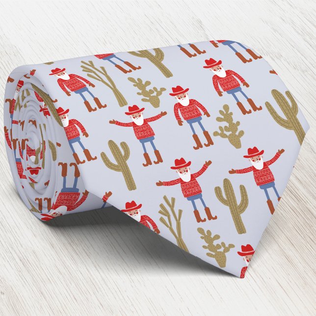 Cowboy Santa Claus Western jul kul blå Slips (Fun Cowboy Santa Claus Western Christmas Holiday neck tie)