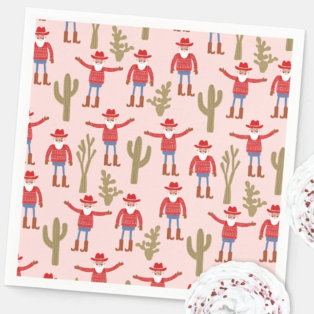 Cowboy Santa Claus Western jul Pappersservett (Fun Cowboy Santa Claus Christmas Holidays Western party paper napkin)