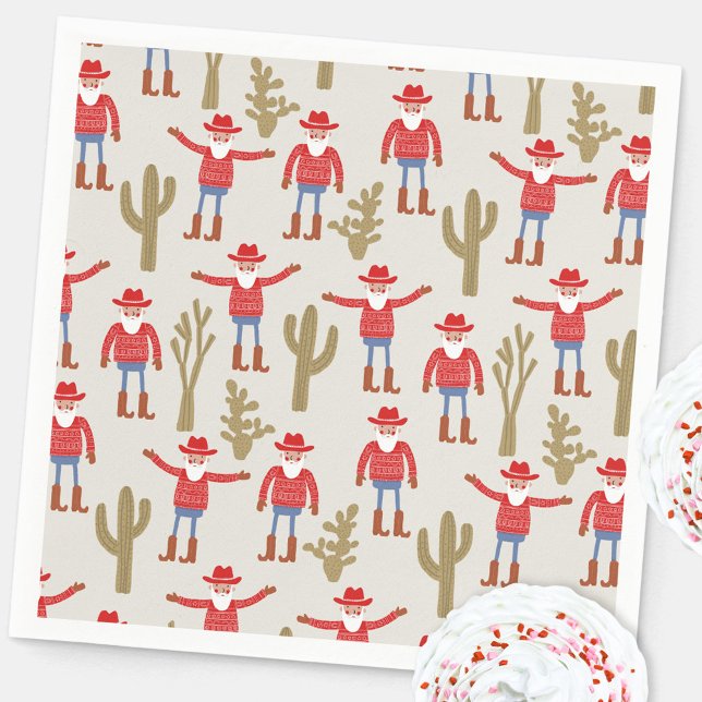 Cowboy Santa Claus Western jul Pappersservett (Fun Cowboy Santa Claus Christmas Holidays Western party paper napkin)