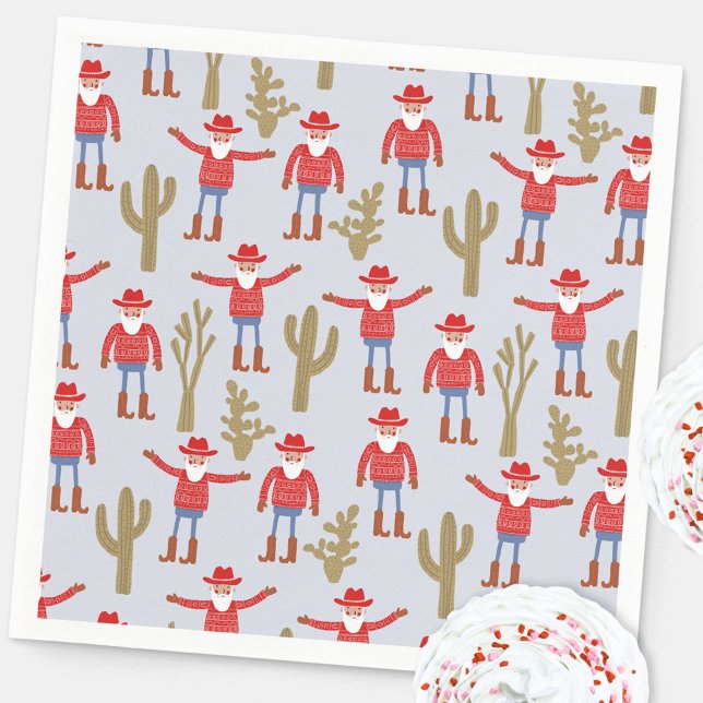 Cowboy Santa Claus Western jul Pappersservett (Fun Cowboy Santa Claus Christmas Holidays Western party paper napkin)