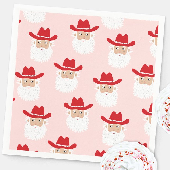 Cowboy Santa Claus Western jul Pappersservett (Fun Cowboy Santa Claus Western Holidays Christmas party paper napkin)