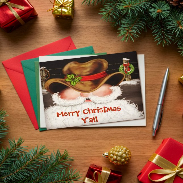 Cowboy Santa "God jul Y'all" Kort (Skapare uppladdad)