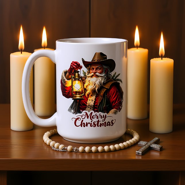 Cowboy Santa Lykta Ljus Kaffemugg (Skapare uppladdad)
