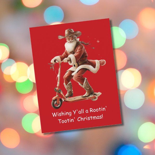 Cowboy Santa på skoter julhälsning Vykort (Skapare uppladdad)