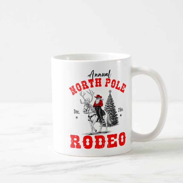 Cowboy Santa Riding Reindeer North Le Rodeo Christ Kaffemugg (Höger)