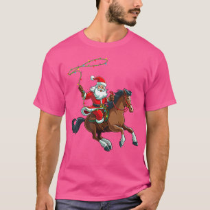 Cowboy Santa Ridning På En Häst Jul Roligt T Shirt