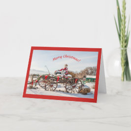 Cowboy Santa Wagon med Hay Bales Kort