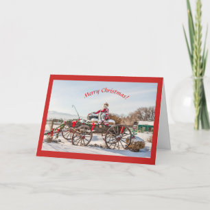 Cowboy Santa Wagon med Hay Bales Kort