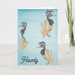 Cowboy Seahorse Birthday Kort