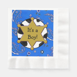 Cowboy sheriff Badge Baby Shower Napkins Pappersservett