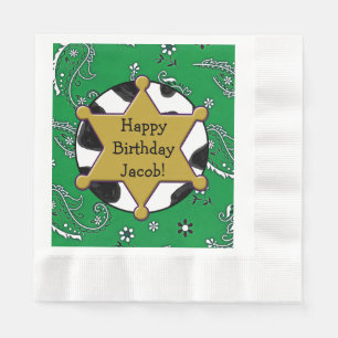 Cowboy sheriff Badge Birthday Napkins Pappersservett
