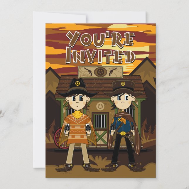 Cowboy Sheriffs på Jail Party Inbjudan (Framsida)